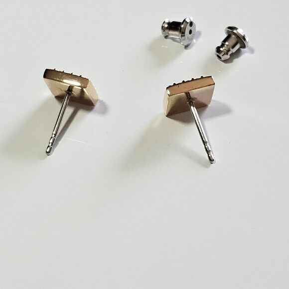 *Sale* Fossil Rose Gold Tone Square Earrings With Clear Rhinestone Accents - Picture 10 of 12